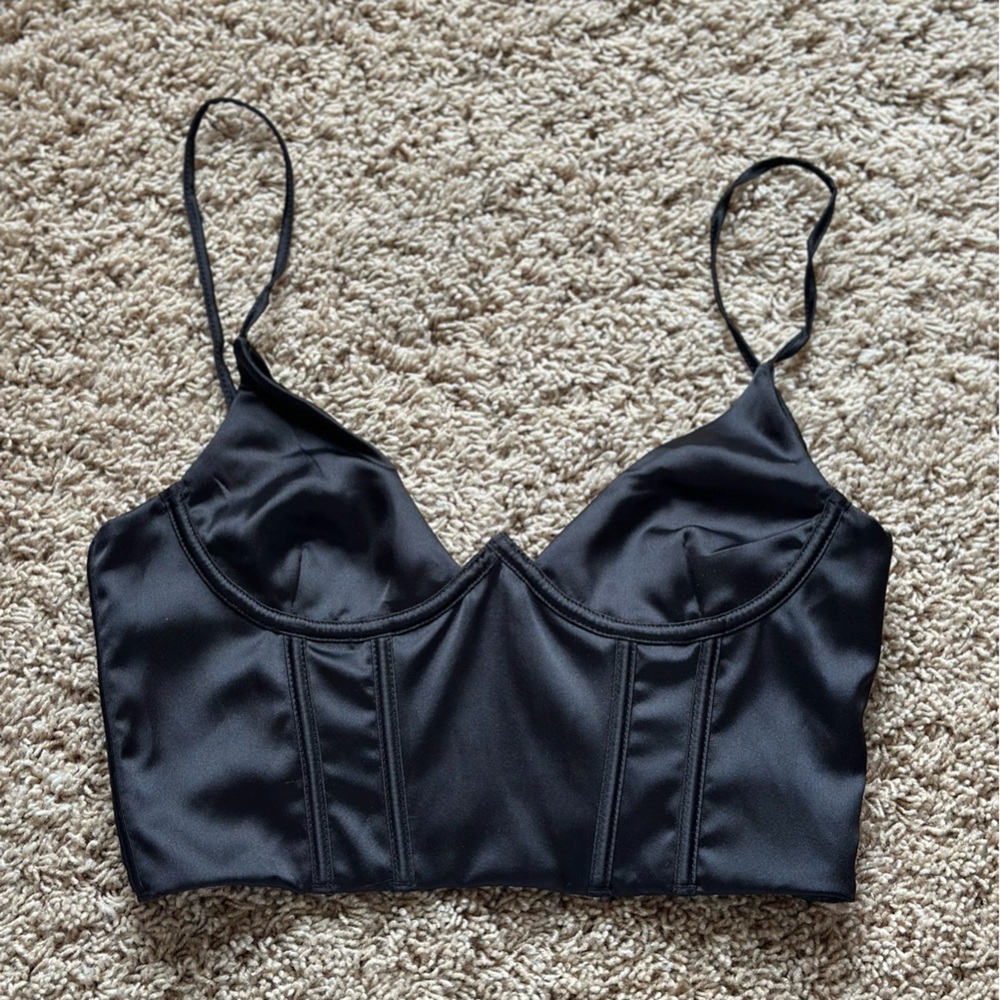 Black Satin Bralette tank top